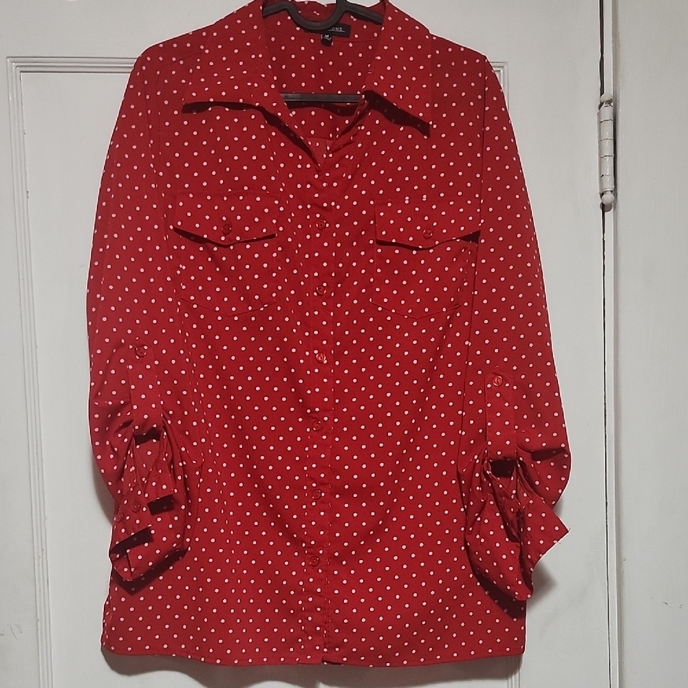 Notations Red Polka Dot Blouse
